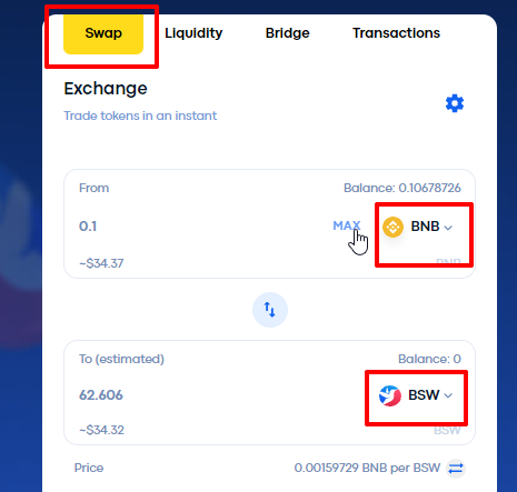 как обменять монеты на бирже biswap
